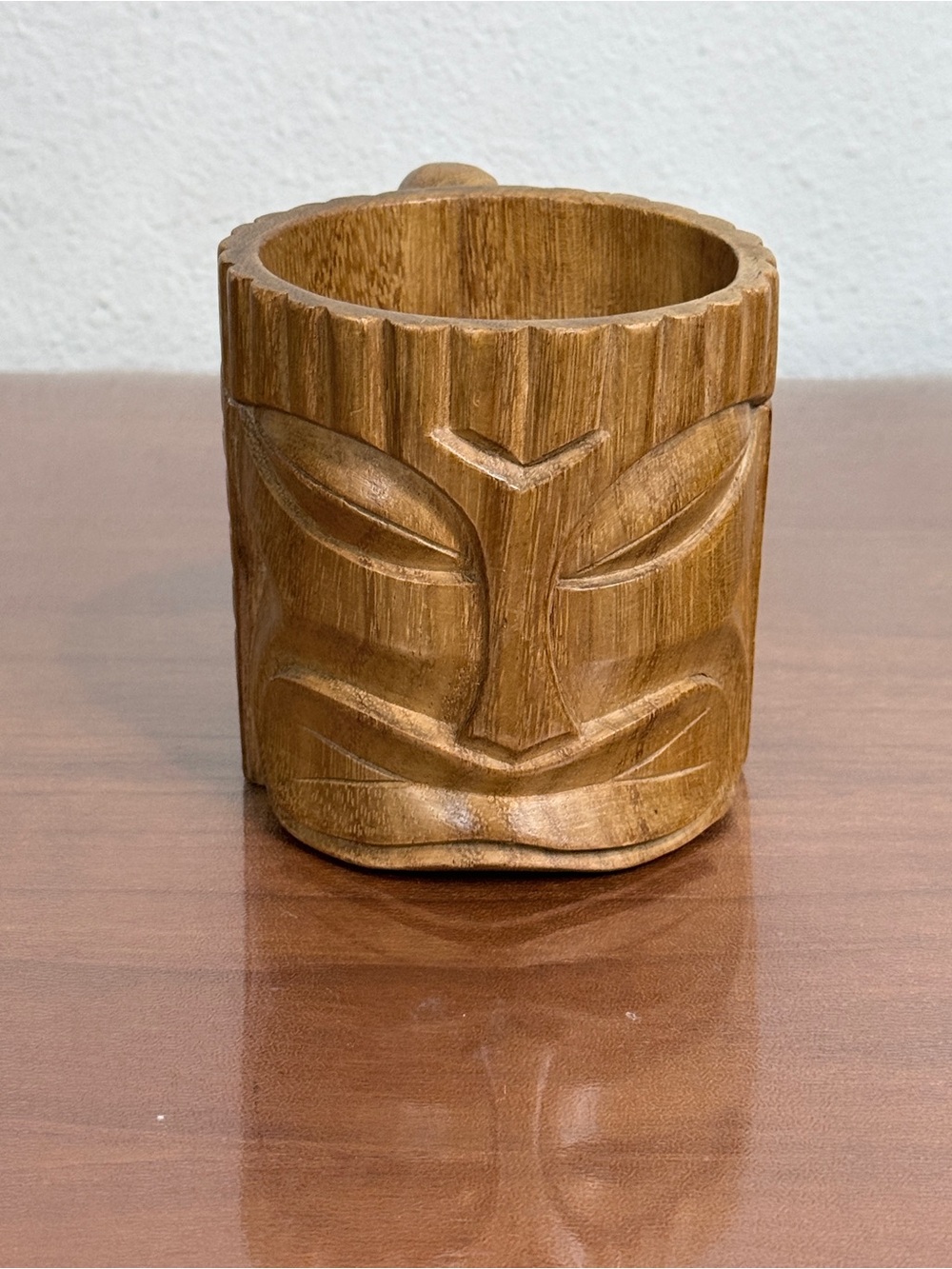 Handmade Carved Wooden Tiki Mug